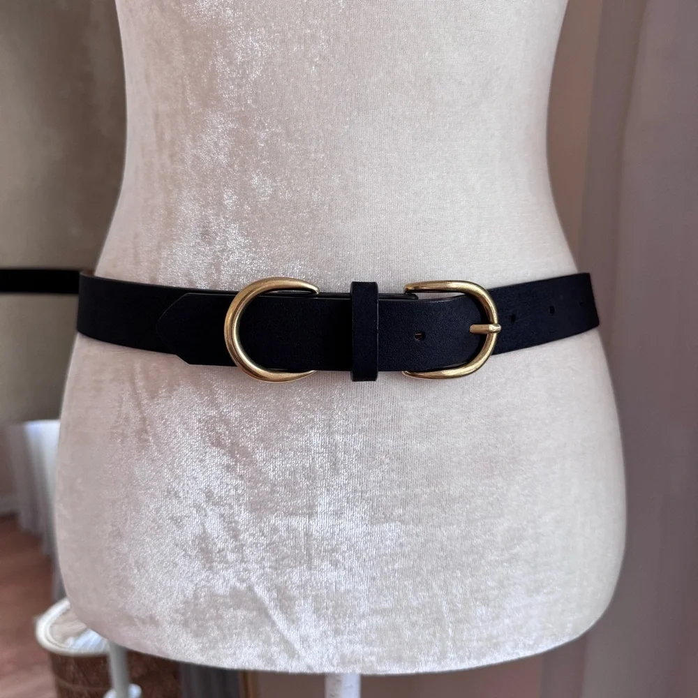 A New Day Black Belt with Gold Double Buckle Size S - Picture 1 of 7
